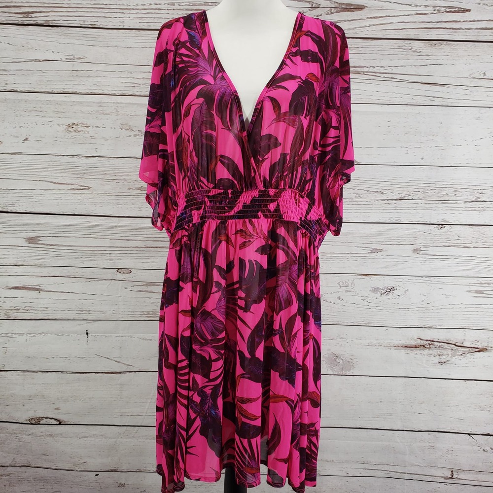 Torrid Women's Pink Mesh Smock Waist Cover Up Dress Size 4